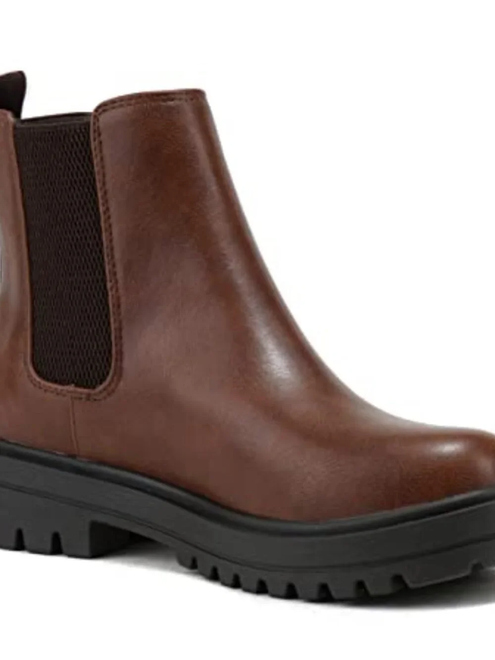 Women's Ankle Bootie with Lug Sole and Block Heel, Chelsea Style